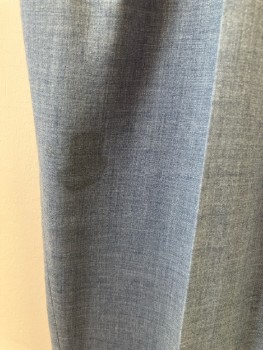 IMPERIAL BY HAGGAR, Lt Heathered Blue, Pleated, 2 Slant Pkts, 2 Welt Pocket In Back, *Stain On Front Leg