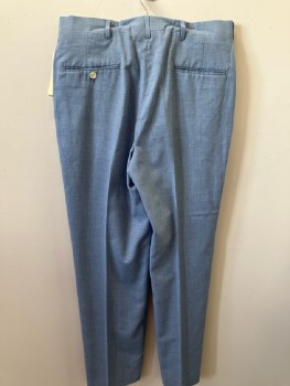 IMPERIAL BY HAGGAR, Lt Heathered Blue, Pleated, 2 Slant Pkts, 2 Welt Pocket In Back, *Stain On Front Leg
