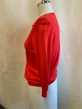 B.P., Red, Cotton, Spandex, Solid, CN, 3/4 Sleeve, Button Front,