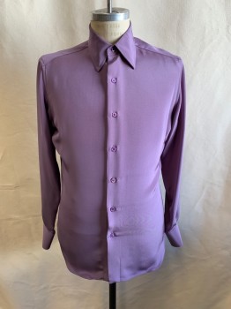 ANTO MTO, Purple, Silk, 1970s Repro, C.A., Button Front, L/S
