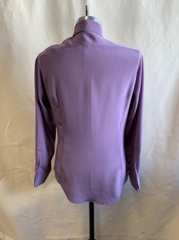 ANTO MTO, Purple, Silk, 1970s Repro, C.A., Button Front, L/S