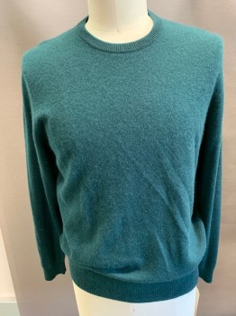 Mens, Pullover Sweater, CLUB ROOM, Dk Green, Cashmere, Solid, L, L/S, CN,