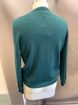 Mens, Pullover Sweater, CLUB ROOM, Dk Green, Cashmere, Solid, L, L/S, CN,