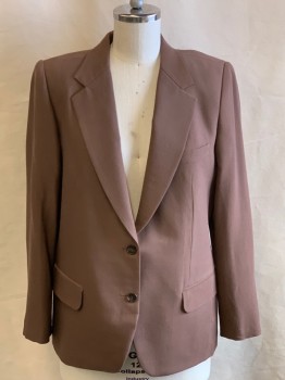 Womens, 1980s Vintage, Suit, Jacket, NL, Chocolate Brown, Wool, Solid, W 36, B 40, Notched Lapel, 2 Button Single Breasted, 3 Pckts
