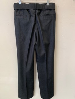 Mens, 1970s Vintage, Suit, Pants, LUCASINI, Charcoal Gray, Wool, Solid, 32/30, Ff, Frogmouth Pockets, Wide Belt Loops, Has Matching Belt,