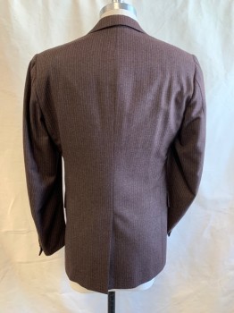 DORMAN WINTHROP, Brown, White, Wool, Stripes - Pin, Notched Lapel, Single Breasted, Button Front, 2 Buttons,  3 Pockets, Single Back Vent