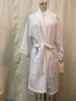 Womens, SPA Robe, NORDSTROM, White, Cotton, Solid, XS, White, Waffle Knit, Belt
