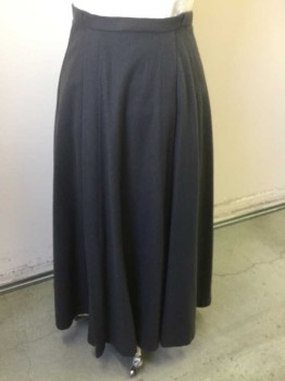 N/L, Dk Gray, Wool, Acrylic, Solid, Drawstring Waist in Back, 2 Vertical Pleats in Front From Waist to Hem, Floor Length Hem, Made To Order