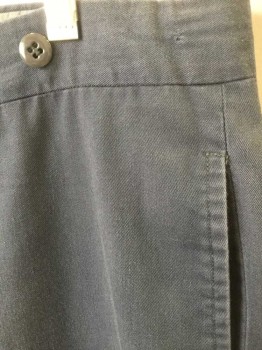 N/L, Slate Gray, Cotton, Solid, Twill, Button Fly, Suspender Buttons at Outside Waist, 2 Side Seam Pockets, Belted Back, Made To Order Reproduction,