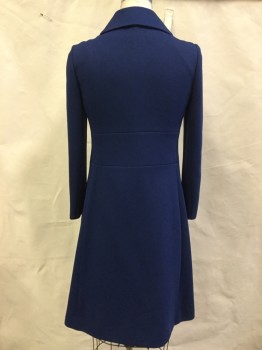 Womens, Coat, HANBURY, Navy Blue, Polyester, Solid, 36/38, Single Breasted, Below Knee, Peter Pan Collar, 4 Buttons, 2 Pockets, Waistband Insert