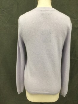 Womens, Sweater, BLOOMINGDALE'S, Lavender Purple, Cashmere, Heathered, XS, Button Front, Long Sleeves, Ribbed Knit Cuff/Neck/Waistband
