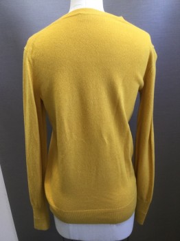 Womens, Pullover Sweater, EVERLANE, Mustard Yellow, Cashmere, Solid, XS, Crew Neck, Long Sleeves,