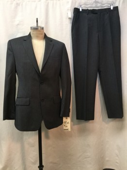 MICHAEL KORS, Dk Gray, Gray, Wool, Stripes, Dark Gray with Gray Stripes, Notched Lapel, Collar Attached, 2 Buttons,  3 Pockets, 2 Back Vents