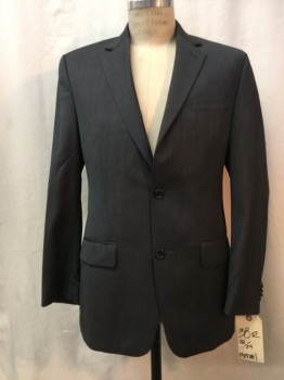 MICHAEL KORS, Dk Gray, Gray, Wool, Stripes, Dark Gray with Gray Stripes, Notched Lapel, Collar Attached, 2 Buttons,  3 Pockets, 2 Back Vents