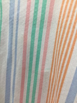 N/L, White, Sea Foam Green, Lt Blue, Pink, Orange, Poly/Cotton, Stripes - Vertical , Short Sleeves