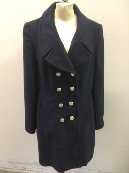 NEW LOOK, Navy Blue, Polyester, Synthetic, Solid, Double Breasted, 8 Gold Buttons,