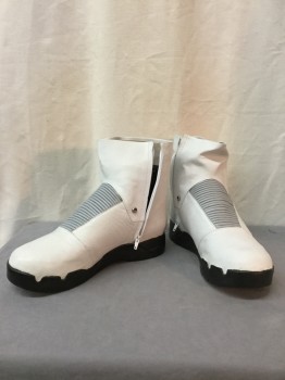 MTO, White, Gray, Leather, Rubber, Color Blocking, Solid, White Leather Boot, Gray Ribbed Front Detail, Zip Side, Go with EVA Suit See FCO31846