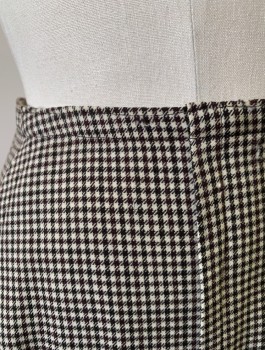 N/L, Black, White, Wool, Gingham, Ankle Length, Vertical Seams Throughout with Pleats at Seams, Hook & Eye Closures in Back, **Has Some Mends and Small Moth Holes Throughout