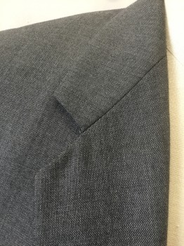 N/L, Gray, Polyester, Wool, Solid, Single Breasted, Notched Lapel, 2 Buttons, 3 Pockets,