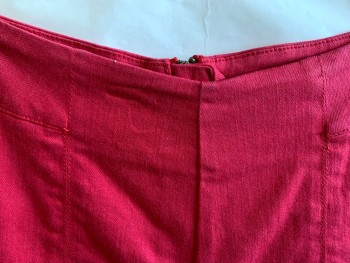 Womens, Shorts, COOPERATIVE, Raspberry Pink, Cotton, Spandex, Solid, 0, No Waist Band Front Center, Flat Front, Zip Back, 2 Pockets Back, with Cuff Hem