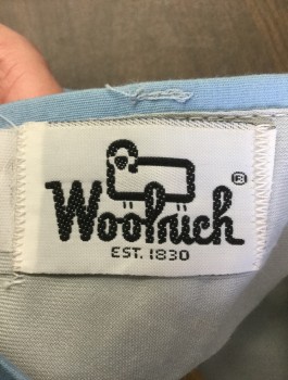 WOOLRICH, Baby Blue, Poly/Cotton, Solid, Flat Front, Straight Leg, Zip Fly, 4 Pockets, Belt Loops,