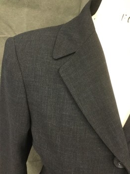 INC, Charcoal Gray, Polyester, Heathered, Single Breasted, Button Front with Cutaway, Collar Attached, Notched Lapel, Thigh Length,  Long Sleeves,