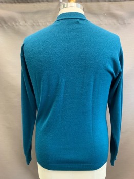 Mens, Pullover Sweater, MARQUIS, Teal Green, Acrylic, Solid, XL, Ribbed Knit Mock Neck, Long Sleeves, Ribbed Knit Cuff/Waistband