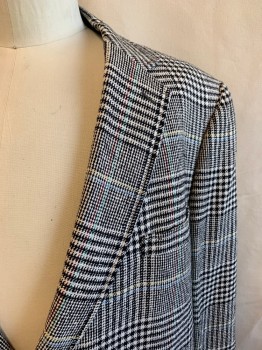 RSM, Black, White, Yellow, Lt Blue, Red, Wool, Plaid, Houndstooth, Single Breasted, 2 Buttons, Notched Lapel, 3 Pockets, 2 Button Cuffs, 1 Back Vent