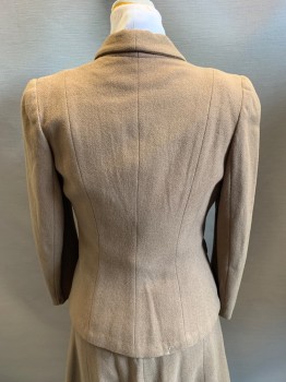 Womens, 1940s Vintage, Suit, Skirt, FASHIONBILT, Brown, Wool, Herringbone, B: 36, C.A., Single Breasted, Button Front, 2 Pockets, Larger Herringbone on Shoulders