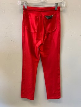 Womens, Pants, BOJEANGLES, Red, Spandex, Solid, W22-24, XS, H<34, Stretchy Satin, High Waist, Skinny Leg, 2 Back Pockets with Right Side Logo