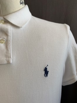 POLO, White, Cotton, Solid, C.A., 2 Buttons, S/S,
