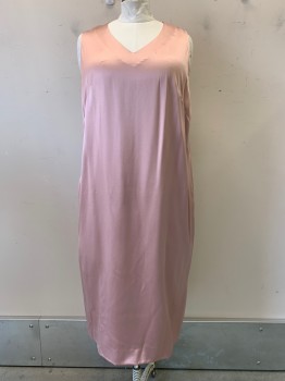 Womens, 1920s Vintage, Piece 2, NO LABEL, Blush Pink, Silk, Abstract , 44, Plus Size Dress, Sleeveless, Loose Fit, Zip Back,
