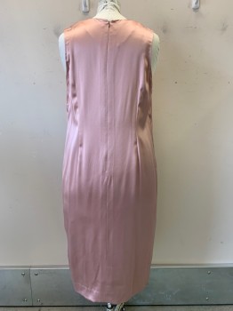 Womens, 1920s Vintage, Piece 2, NO LABEL, Blush Pink, Silk, Abstract , 44, Plus Size Dress, Sleeveless, Loose Fit, Zip Back,