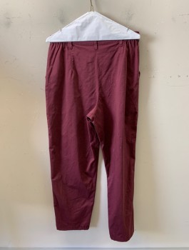 Womens, Casual Pants, LEE, Red Burgundy, Cotton, Solid, 14, Pleated Front, Elastic Waistband, 2 Pockets,