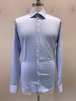 Mens, Casual Shirt, Eton, Baby Blue, Cotton, Solid, 34, 17, L/S, Button Front, Collar Attached