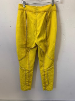 NL, Yellow, Cotton, Polyester, Textured Fabric, Zip Back, White Piping