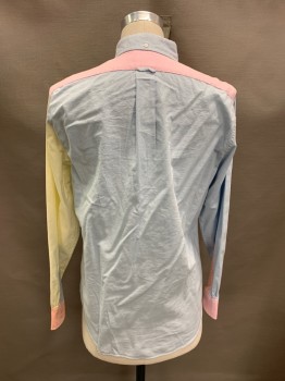 Mens, Casual Shirt, J CREW, Multi-color, Cotton, Color Blocking, S, L/S, Button Front, Button Down Collar, 1 Pocket,