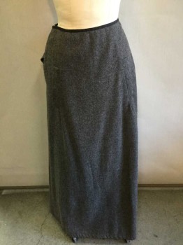 N/L, Gray, Charcoal Gray, Wool, Solid, Scratchy Heavy Wool, 3/8" Wide Charcoal Faille Waistband, 2 Faux Welt "Pockets" At Hips, Hook & Eye Closures At Side, Floor Length Hem, Made To Order,