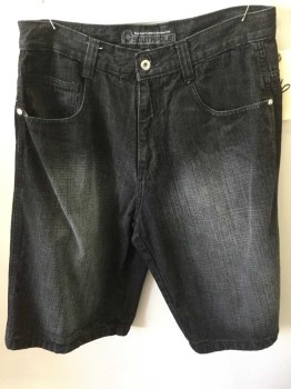 Mens, Shorts, SOUTH POLE, Faded Black, Cotton, Solid, 36, Jean Style
