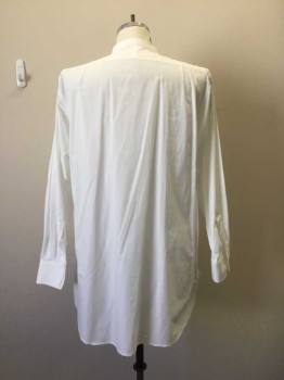 DARCY, White, Poly/Cotton, Solid, Button Front, Long Sleeves, Narrow Collar Band,