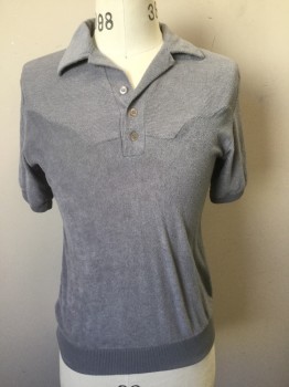 KINGSPORT, Gray, Cotton, Polyester, Solid, Terry Cloth, 3 Bf, Ribbed Yolk/sleeves, Ribbed Waist Band,