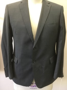 BLACK BROWN, Dk Gray, Wool, Solid, 2 Buttons,  Notched Lapel, 3 Pockets, 2 Back Vents