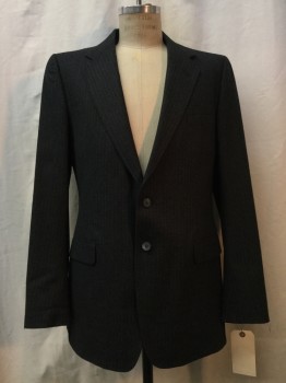 Mens, Suit, Jacket, GIVENCHY, Heather Gray, White, Wool, Heathered, Stripes - Pin, 42 L, Heather Gray, Notched Lapel, Collar Attached, 2 Buttons,  3 Pockets,