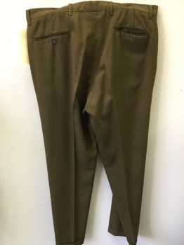 FOX 719, Brown, Polyester, Wool, Solid, Flat Front, 4 Pockets, Cuffed