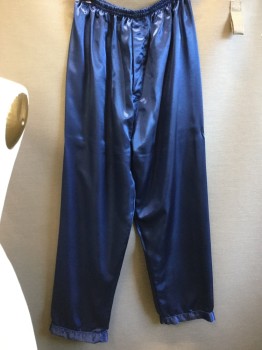 Mens, Sleepwear PJ Bottom, SILK PEACE, Royal Blue, Silk, Solid, M, Elastic Waist