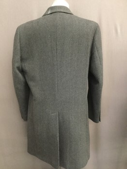 NAUTICA, Charcoal Gray, Wool, Herringbone, Notched Lapel, 3 Button Front, Slit Pockets