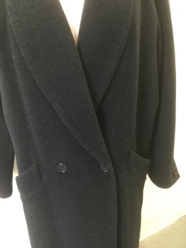 Womens, Coat, INTERNATIONAL SCENE, Charcoal Gray, Wool, Solid, 10, B:40, Double Breasted, Shawl Lapel, Raglan Sleeves, 2 Pockets, Ankle Length, Oversized