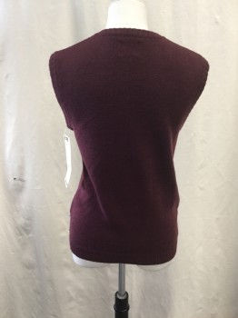 Childrens, Vest, FRENCH TOAST, Red Burgundy, Acrylic, Solid, 10/12, L, V-neck, Pullover,