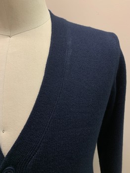 Childrens, Sweater, FRENCH TOAST, Navy Blue, Wool, Solid, S, V-N, Button Front, 2 Pockets,