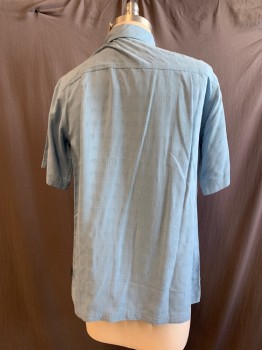 Mens, Casual Shirt, Royal Robbins, Blue, Modal, Polyester, Check , S, Button Front, Front Pocket, Collar Attached, 7 Buttons